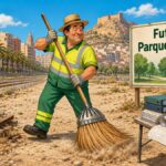 ilustración satírica de la limpieza del futuro Parque Central de Alicante