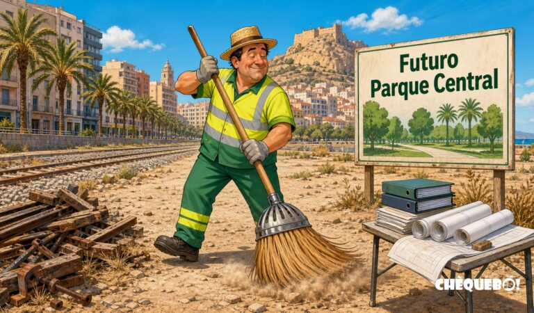 Alicante limpia el futuro Parque Central, fase previa a inaugurar el futuro del futuro