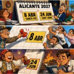 viñeta ChéQuebò sobre el calendario de festivos locales de Alicante 2027 con Santa Faz y Sant Joan