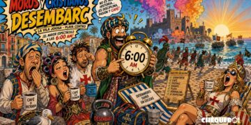 viñeta pop art del Desembarc de La Vila Joiosa a las seis de la mañana