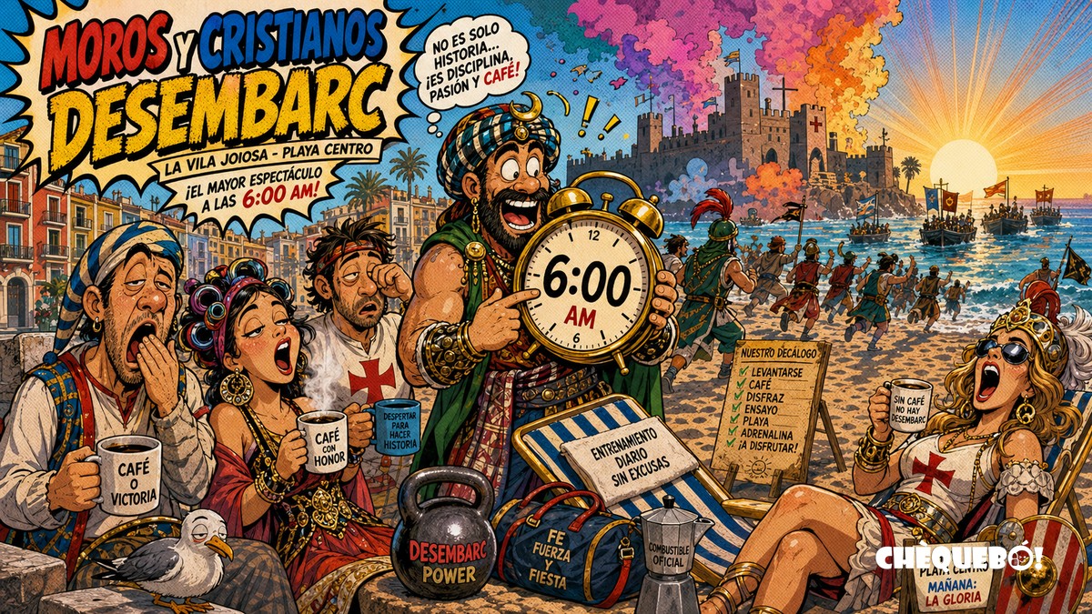 viñeta pop art del Desembarc de La Vila Joiosa a las seis de la mañana