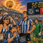 viñeta pop art de una sola escena del Hércules CF contra el Algeciras CF