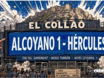 viñeta pop art del marcador Alcoyano 1-0 Hércules en El Collao