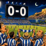 viñeta pop art del Hércules contra el Castellón en el Rico Pérez con marcador 0-0