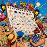 viñeta pop art de Torrevieja con un calendario cultural desbordado