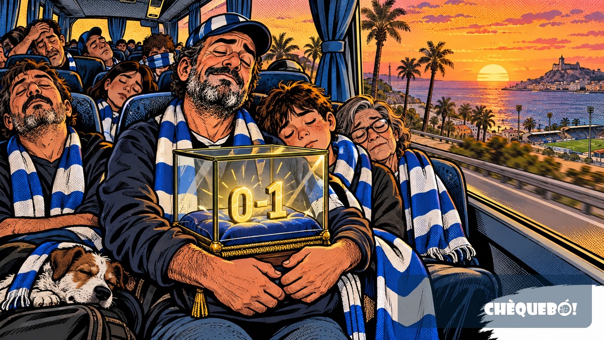 viñeta pop art del viaje de vuelta del Hércules con el 0-1