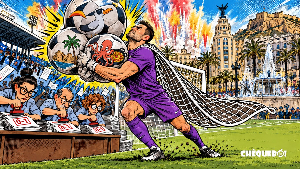 viñeta pop art de Blazic protegiendo el 0-1 del Hércules