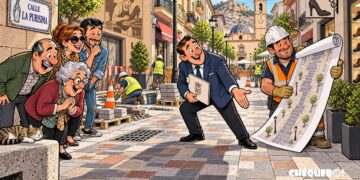 viñeta pop art de la calle La Purísima de Elda tras su reurbanización