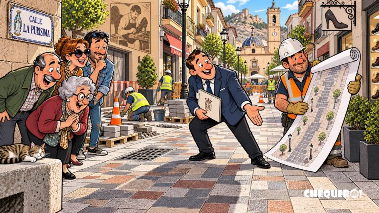 viñeta pop art de la calle La Purísima de Elda tras su reurbanización