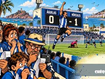 viñeta pop art del Águilas 0-1 Hércules en El Rubial