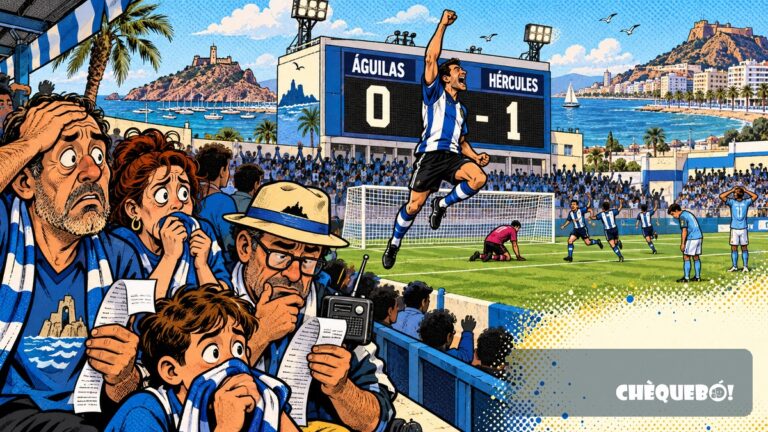 viñeta pop art del Águilas 0-1 Hércules en El Rubial