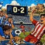 viñeta pop art del Hércules 0-2 Atlético Madrileño en el Rico Pérez
