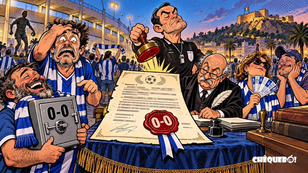 viñeta pop art de la afición del Hércules sellando un acta notarial de 0-0