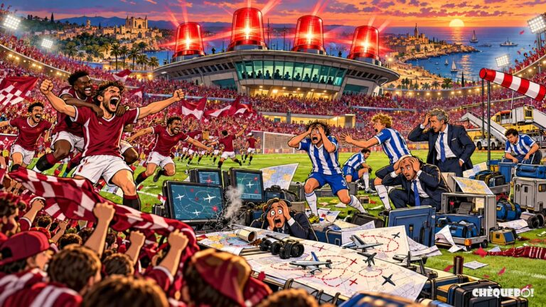 Viñeta satírica del Nàstic-Hércules 4-2 con cuatro alarmas en el Nou Estadi